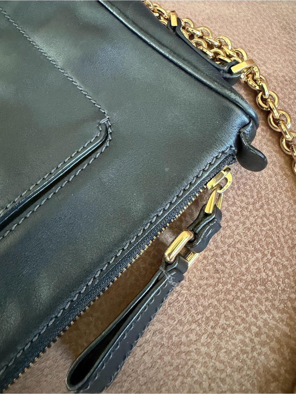 Dolce & Gabbana Black Leather Crossbody with Gold Chain and Plaque - Picture 10 of 15